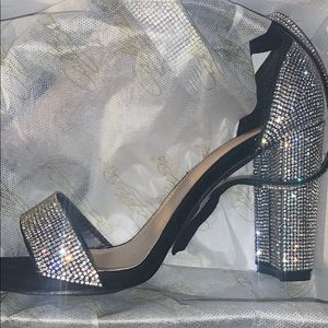 BarBina Black and crusted rhinestones heals